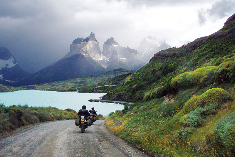 Granite spires and glacial lake in Patagonia, South America